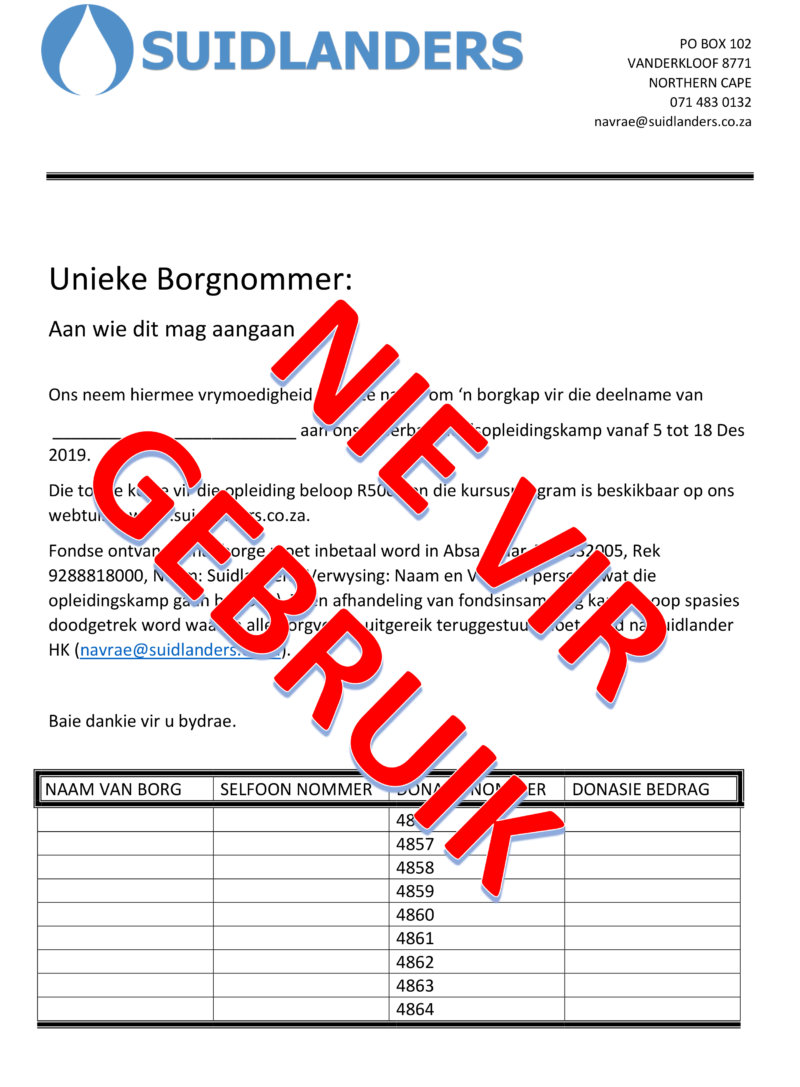 Weerbaarheidskamp Borgvorm Voorbeeld Suidlanders